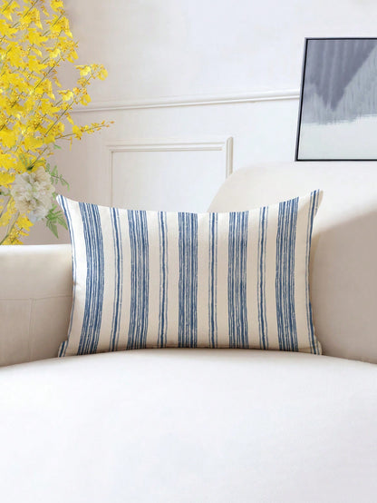 2pcs, Blue And White Striped, Minimalist Line Pillowcase, Zipper Closure, Machine Washable, All-Season Decorative Pillowcase, Home Decor, Sofa Decorative Cushion Cover, Suitable For Bedroom, Living Ro