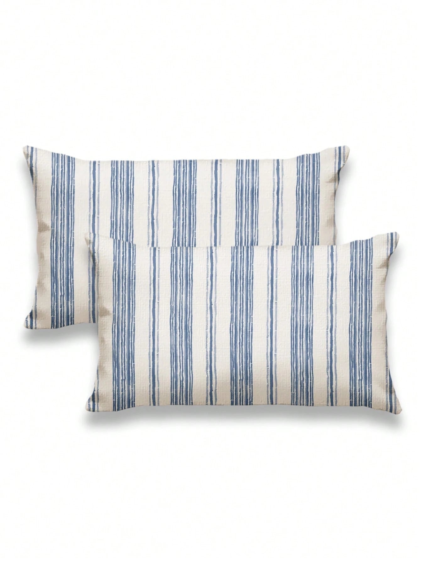 2pcs, Blue And White Striped, Minimalist Line Pillowcase, Zipper Closure, Machine Washable, All-Season Decorative Pillowcase, Home Decor, Sofa Decorative Cushion Cover, Suitable For Bedroom, Living Ro