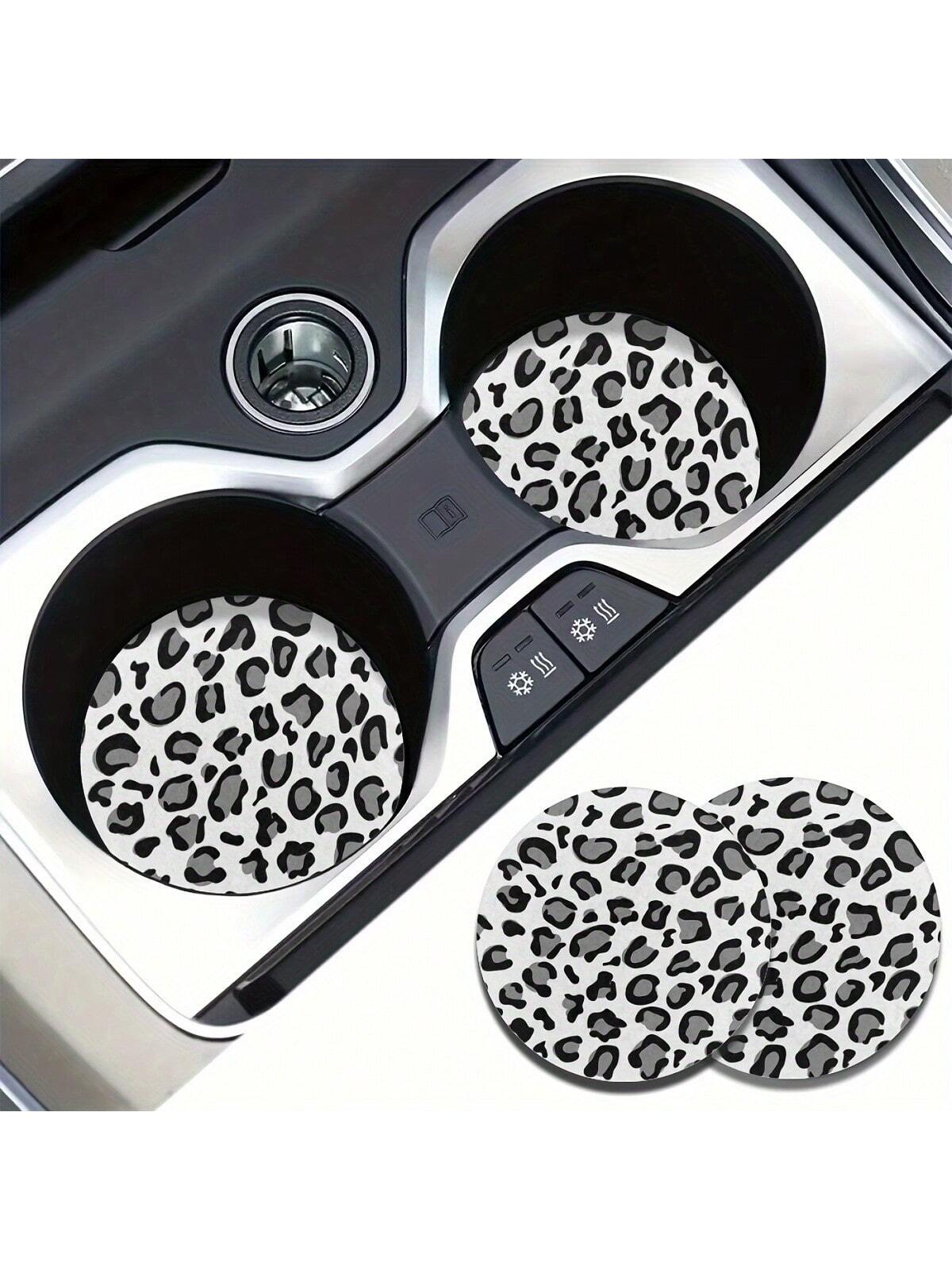 2pcs Car Coasters Print Absorbent Coasters Set, Universal Fit Women Gifts, Car Decor & Car Accessories