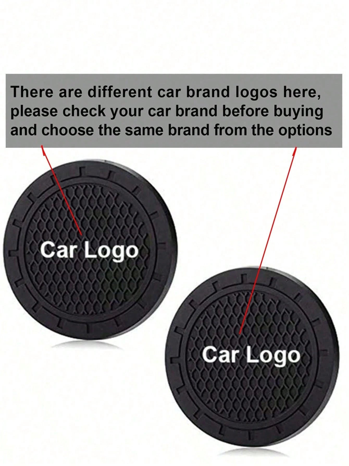 2pcs Car Cup Holder Mats With Car Logo, Recessed Silicone Anti-Slip Beverage Coasters, Car Interior Accessories