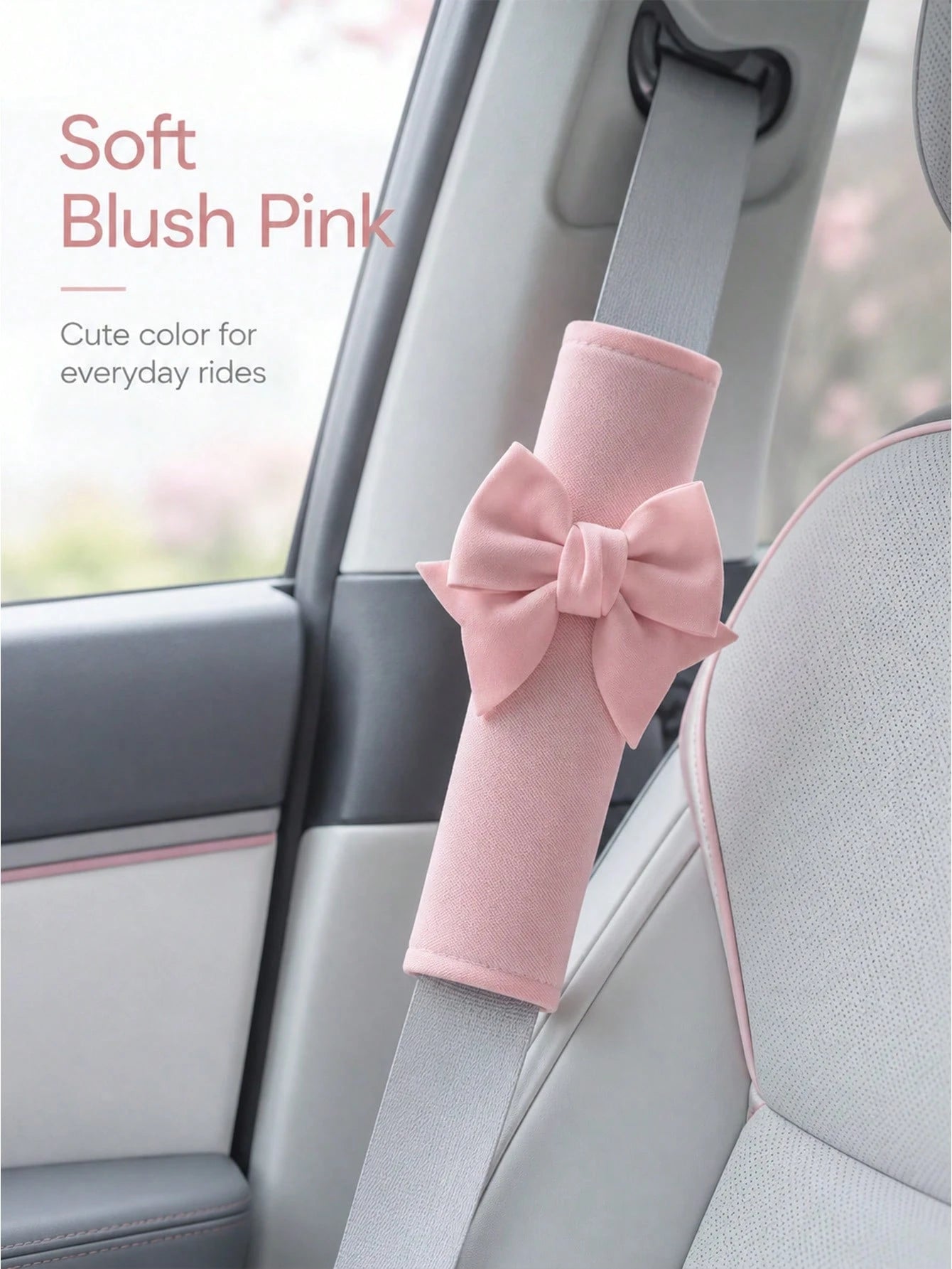 2pcs Car Seat Belt Leather Shoulder Protector Cute Bow Car Decoration Car Protection Cover,Deluxe Pink Seat Belt Shoulder Pads Bow Knot Car Seatbelt Cushion Set For Lady Driver Daily Driving Anti Fric
