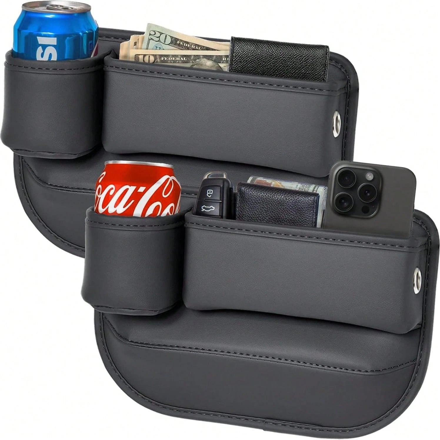 2pcs Car Seat Gap-Fitting Storage Box, Car Storage Box, Gap-Type Storage Box With Cup Holder (For Holding Beverages, For Holding Mobile Phones, Sunglasses And Keys)