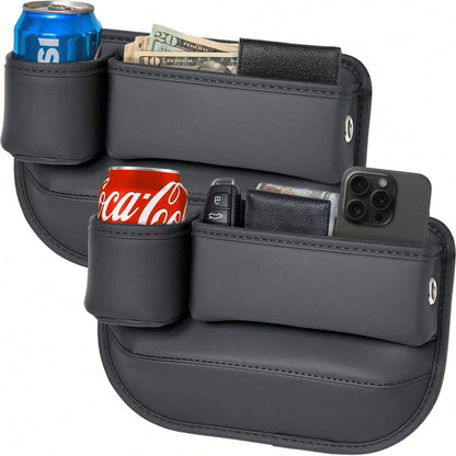 2pcs Car Seat Gap-Fitting Storage Box, Car Storage Box, Gap-Type Storage Box With Cup Holder (For Holding Beverages, For Holding Mobile Phones, Sunglasses And Keys)