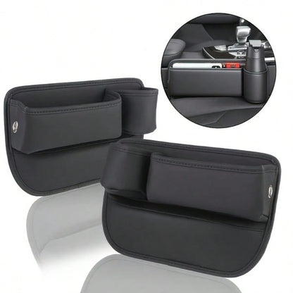 2pcs Car Seat Gap-Fitting Storage Box, Car Storage Box, Gap-Type Storage Box With Cup Holder (For Holding Beverages, For Holding Mobile Phones, Sunglasses And Keys)