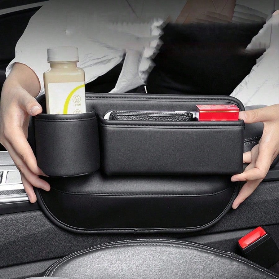 2pcs Car Seat Gap-Fitting Storage Box, Car Storage Box, Gap-Type Storage Box With Cup Holder (For Holding Beverages, For Holding Mobile Phones, Sunglasses And Keys)
