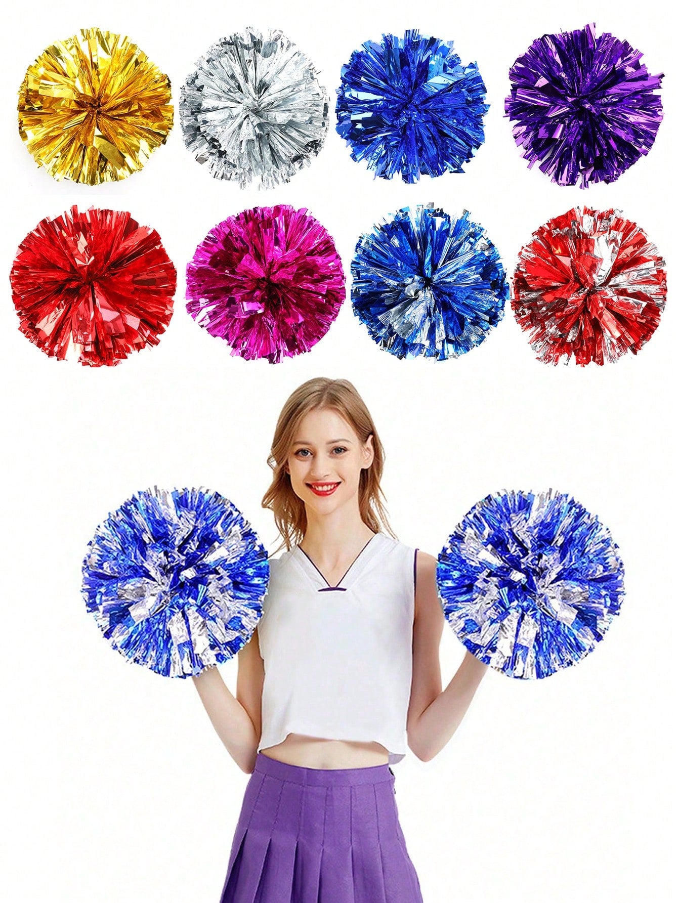2pcs Cheerleading Pom Poms, Dance Pom Poms For Square Dance, School Sports Competitions, Rallying Exercises And Performances