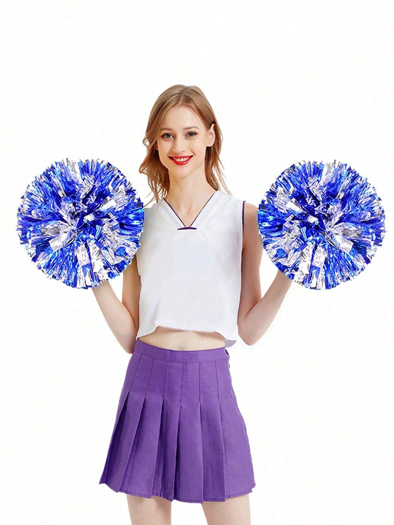 2pcs Cheerleading Pom Poms, Dance Pom Poms For Square Dance, School Sports Competitions, Rallying Exercises And Performances