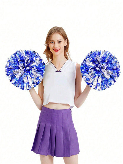 2pcs Cheerleading Pom Poms, Dance Pom Poms For Square Dance, School Sports Competitions, Rallying Exercises And Performances