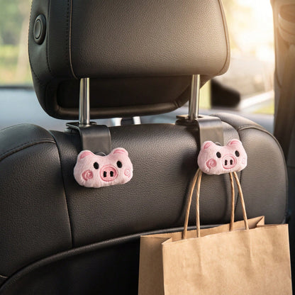 2pcs Cute Animal 3D Decorative Storage Hooks Car Seat Back Hanging Hooks Hidden Backrest Hooks Multi-Function Creative Small Hooks