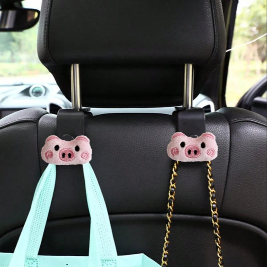 2pcs Cute Animal 3D Decorative Storage Hooks Car Seat Back Hanging Hooks Hidden Backrest Hooks Multi-Function Creative Small Hooks