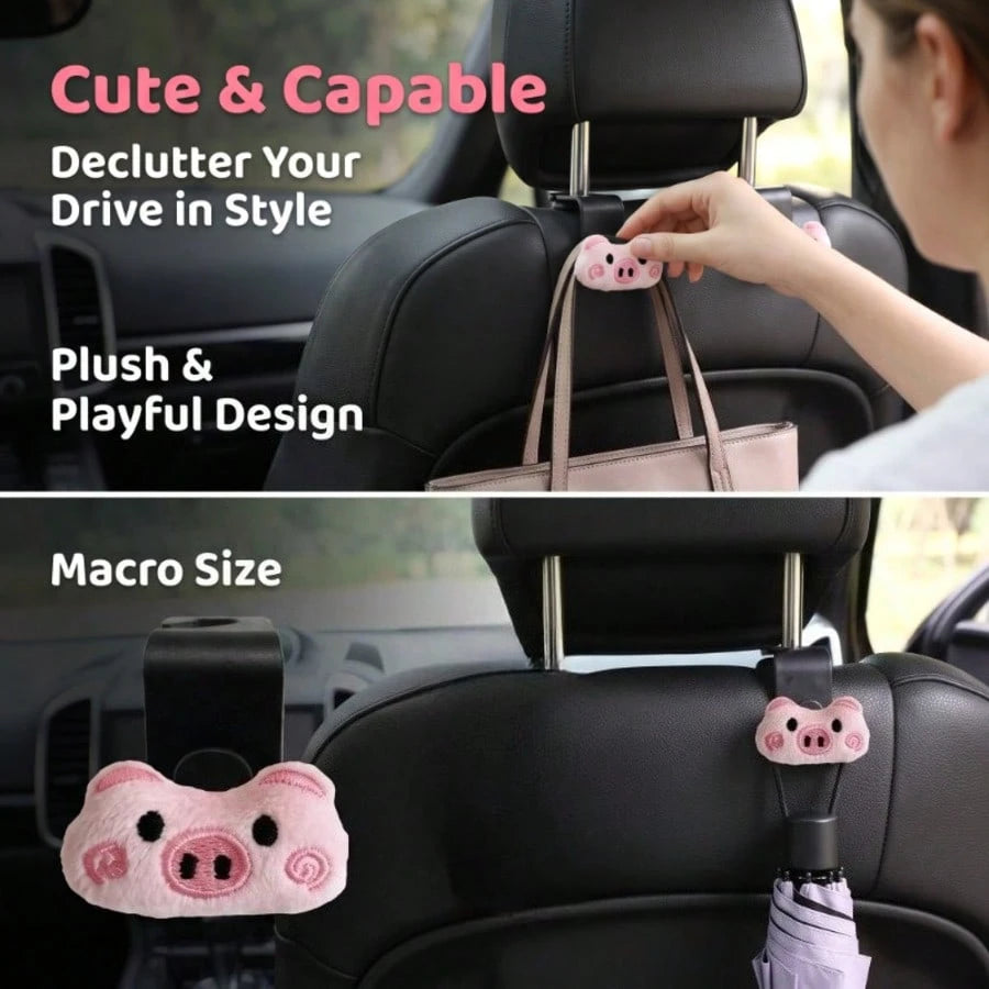 2pcs Cute Animal 3D Decorative Storage Hooks Car Seat Back Hanging Hooks Hidden Backrest Hooks Multi-Function Creative Small Hooks