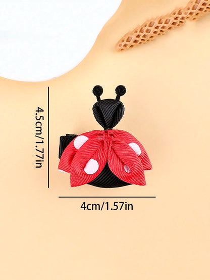 2pcs Cute Ladybug Hair Clips For Children Girls, No Trace Hairpin With Animal Shape, Hair Accessories For Kids And Toddlers