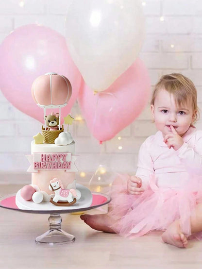2pcs Cute Teddy Bear Cake Toppers, Baby Shower Cake Decorations, Soft Rubber Doll Decor, Teddy Bear Birthday Cake Decorations, Baby Shower Party Decorations, Gender Reveal Party Decor