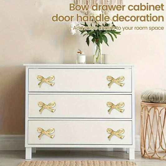 2pcs Elegant Bow Cabinet Handles, Decorative Drawer Pulls For Home Bar And Cabinet Design, Modern Interior Metal Decor, Modern Decorative Handles, Decorative Bow Design, Decorative Cabinet Handles