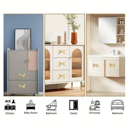 2pcs Elegant Bow Cabinet Handles, Decorative Drawer Pulls For Home Bar And Cabinet Design, Modern Interior Metal Decor, Modern Decorative Handles, Decorative Bow Design, Decorative Cabinet Handles