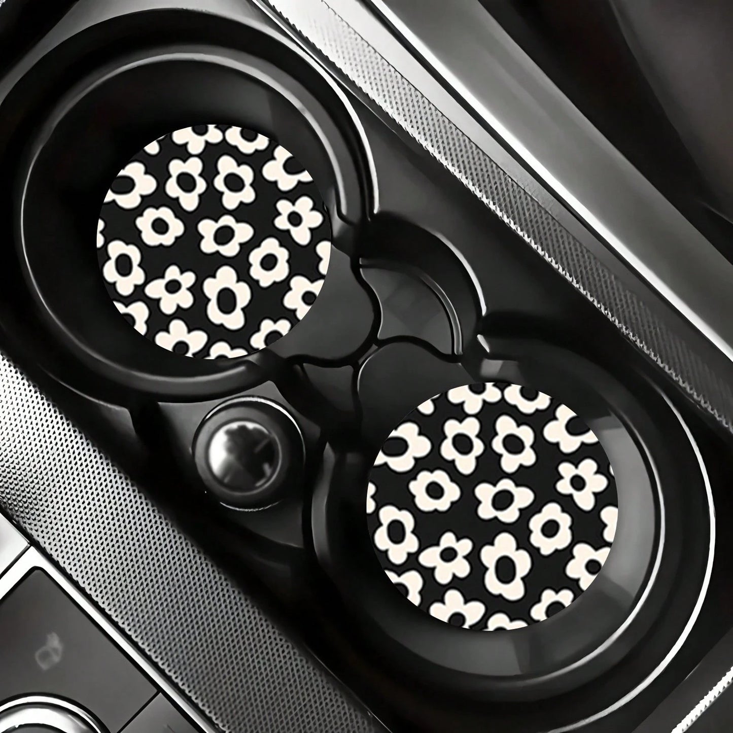 2pcs Flower Car Cup Holders, 2.8 Inch Round Decorative Car Cup Mats, Home And Auto Drink Coasters, Unisex Car Interior Accessories, Decorative Coasters, Suitable As Gifts For Family And Friends On Hol