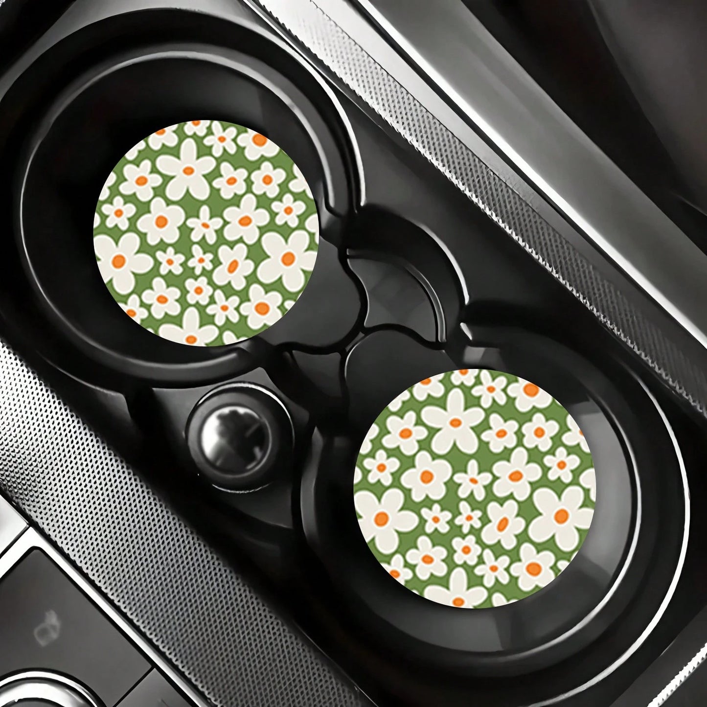 2pcs Flower Car Cup Holders, 2.8 Inch Round Decorative Car Cup Mats, Home And Auto Drink Coasters, Unisex Car Interior Accessories, Decorative Coasters, Suitable As Gifts For Family And Friends On Hol