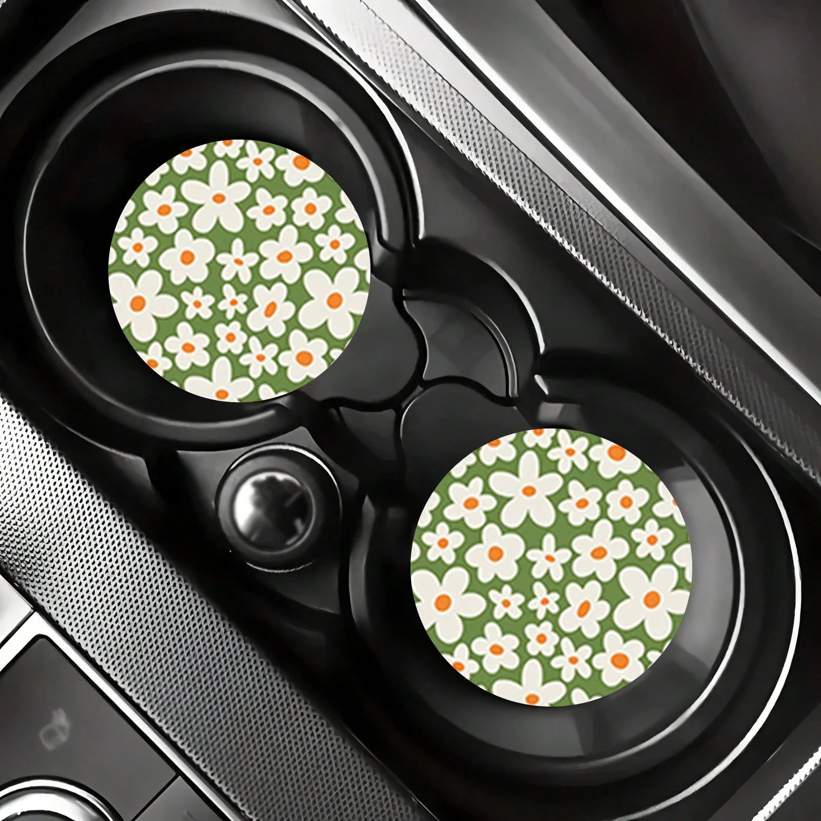 2pcs Flower Car Cup Holders, 2.8 Inch Round Decorative Car Cup Mats, Home And Auto Drink Coasters, Unisex Car Interior Accessories, Decorative Coasters, Suitable As Gifts For Family And Friends On Hol