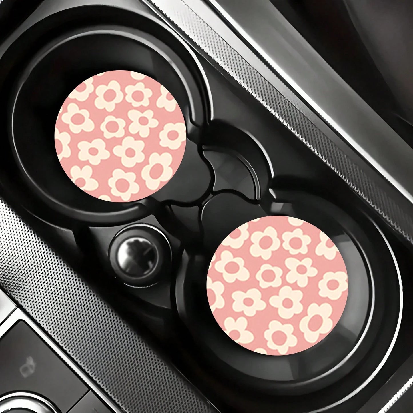 2pcs Flower Car Cup Holders, 2.8 Inch Round Decorative Car Cup Mats, Home And Auto Drink Coasters, Unisex Car Interior Accessories, Decorative Coasters, Suitable As Gifts For Family And Friends On Hol