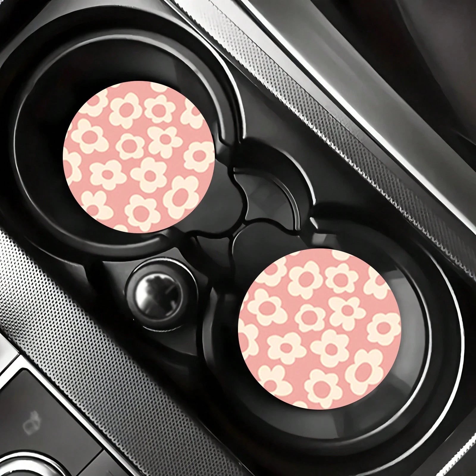 2pcs Flower Car Cup Holders, 2.8 Inch Round Decorative Car Cup Mats, Home And Auto Drink Coasters, Unisex Car Interior Accessories, Decorative Coasters, Suitable As Gifts For Family And Friends On Hol