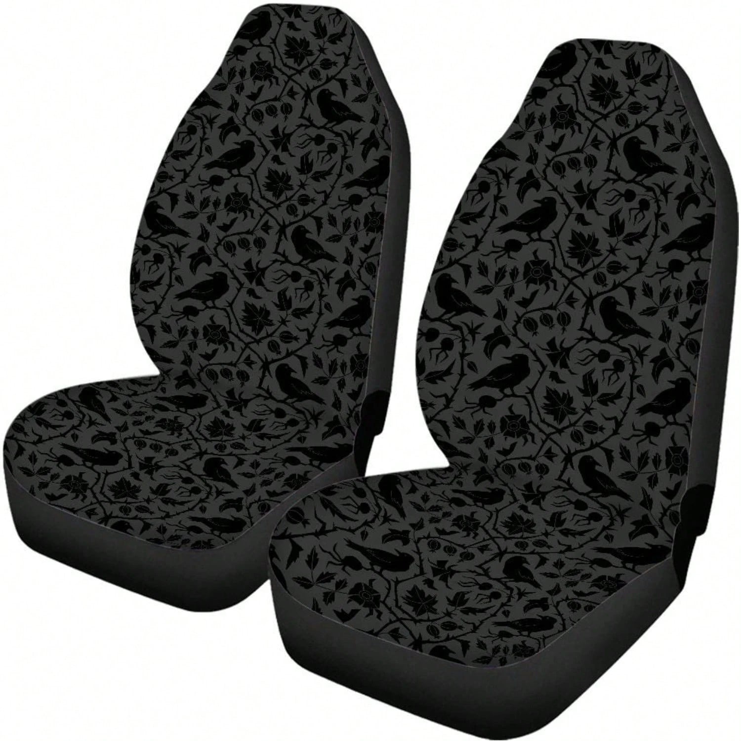 2PCS Gothic Crows Car Seat Covers, Raven Car Accessories, Witchy Car Decor, Goth Car Interior, Dark Cottagecore Seat Covers,Suitable For Cars, SUVs, And Trucks,Perfect For Holiday Gift Or Special Occa