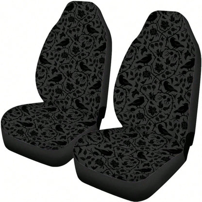 2PCS Gothic Crows Car Seat Covers, Raven Car Accessories, Witchy Car Decor, Goth Car Interior, Dark Cottagecore Seat Covers,Suitable For Cars, SUVs, And Trucks,Perfect For Holiday Gift Or Special Occa
