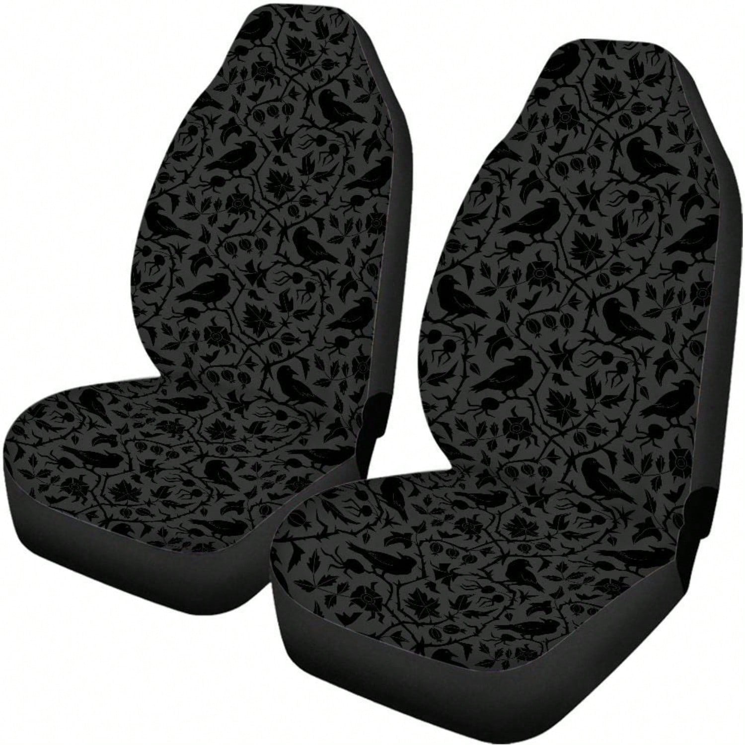 2PCS Gothic Crows Car Seat Covers, Raven Car Accessories, Witchy Car Decor, Goth Car Interior, Dark Cottagecore Seat Covers,Suitable For Cars, SUVs, And Trucks,Perfect For Holiday Gift Or Special Occa