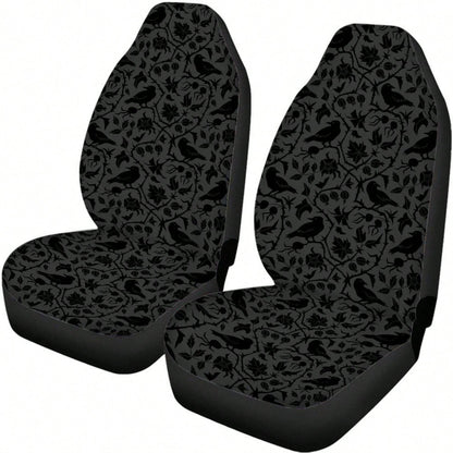 2PCS Gothic Crows Car Seat Covers, Raven Car Accessories, Witchy Car Decor, Goth Car Interior, Dark Cottagecore Seat Covers,Suitable For Cars, SUVs, And Trucks,Perfect For Holiday Gift Or Special Occa