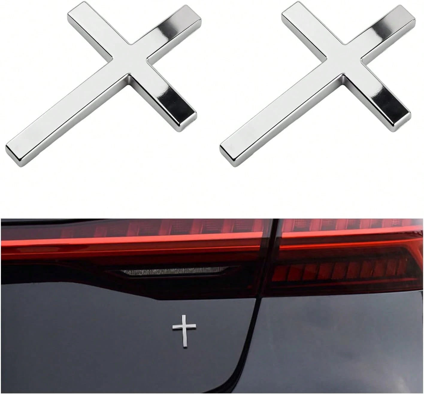 2PCS Individual Jesus Cross For Car Decal Emblem,3D Metal Christian Car Decals Badges For And Cars Decorations,Universal &Amp; Self-Adhesive Cross Cars Decal For Most Trucks,SUVs (Silver+Silver)