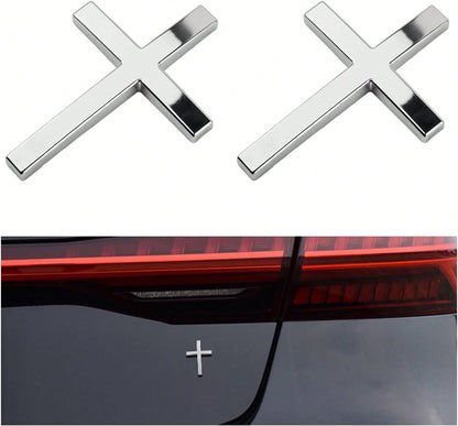 2PCS Individual Jesus Cross For Car Decal Emblem,3D Metal Christian Car Decals Badges For And Cars Decorations,Universal &Amp; Self-Adhesive Cross Cars Decal For Most Trucks,SUVs (Silver+Silver)