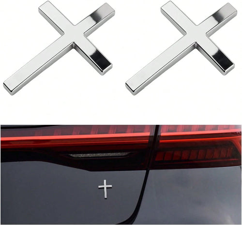 2PCS Individual Jesus Cross For Car Decal Emblem,3D Metal Christian Car Decals Badges For And Cars Decorations,Universal &Amp; Self-Adhesive Cross Cars Decal For Most Trucks,SUVs (Silver+Silver)