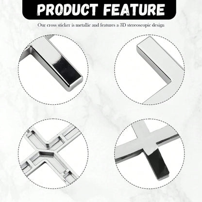 2PCS Individual Jesus Cross For Car Decal Emblem,3D Metal Christian Car Decals Badges For And Cars Decorations,Universal &Amp; Self-Adhesive Cross Cars Decal For Most Trucks,SUVs (Silver+Silver)