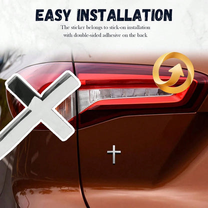 2PCS Individual Jesus Cross For Car Decal Emblem,3D Metal Christian Car Decals Badges For And Cars Decorations,Universal &Amp; Self-Adhesive Cross Cars Decal For Most Trucks,SUVs (Silver+Silver)