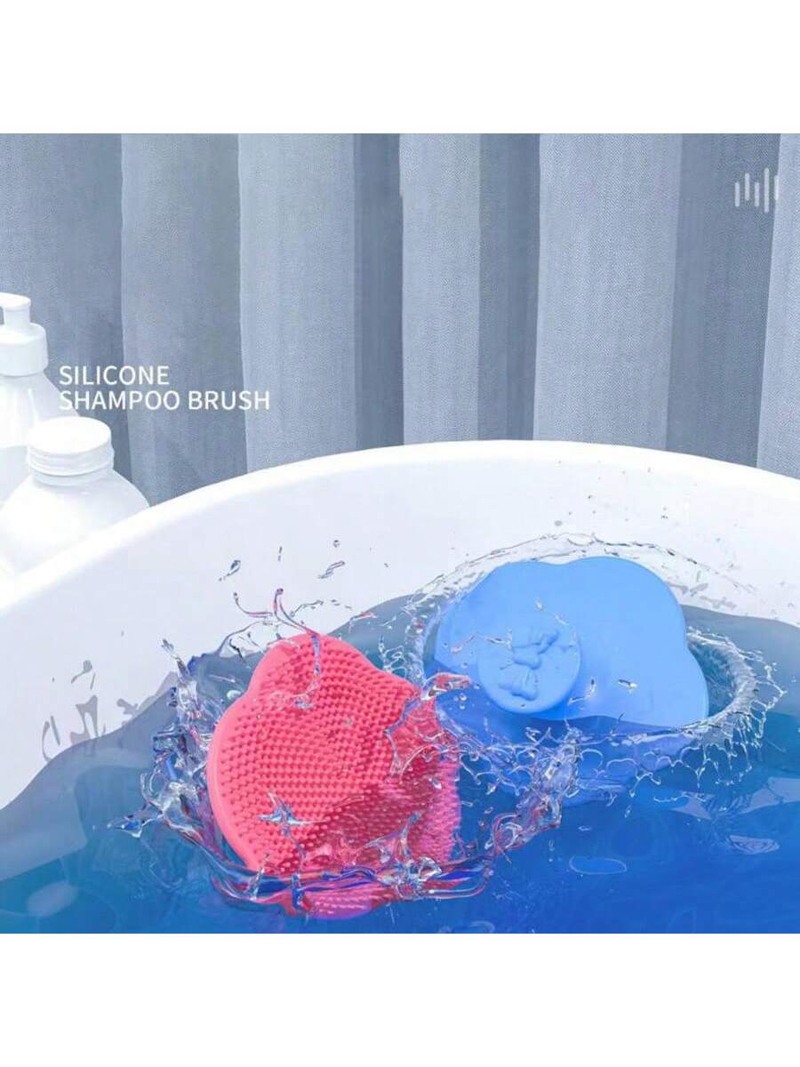 2pcs Infant Silicone Shampoo Brush And Comb Set To Remove Cradle Cap While Bathing