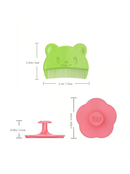 2pcs Infant Silicone Shampoo Brush And Comb Set To Remove Cradle Cap While Bathing