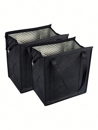 2pcs Insulated Grocery Bags, Thermal Tote Bags For Shopping, Picnic, Lunch, Food Delivery Back To School Lunch Box Lunch Bag Back To School Supplies Bento Box Lunch Bag Home Essentials Lunch Kit Coole