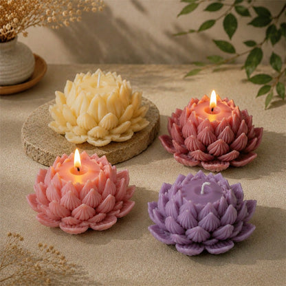 2PCS Lotus Candle Mold Set Silicone Flower Candle Mold DIY Handmade Scented Candle Making Mold Reusable Resin Wax Casting Mold For Home Decoration Gift