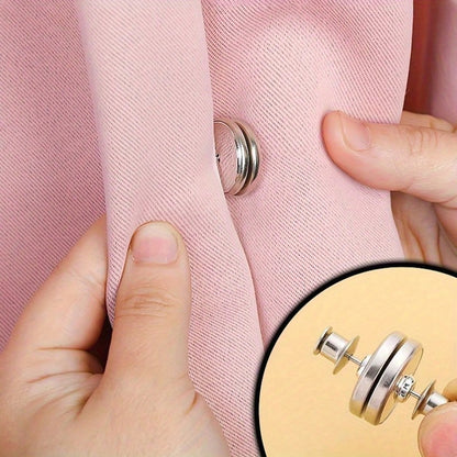 2pcs Magnetic Curtain Tiebacks With Adhesive Backing- Classic Metal Button Closure, Suitable For Home, Bedroom And Office Curtains