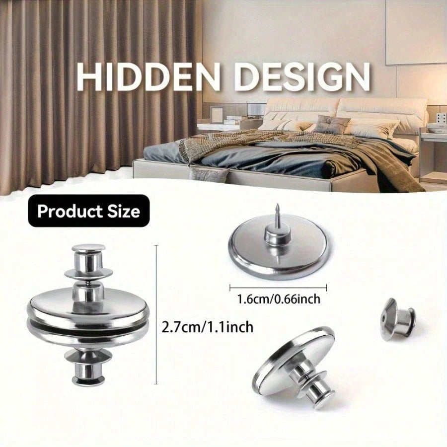 2pcs Magnetic Curtain Tiebacks With Adhesive Backing- Classic Metal Button Closure, Suitable For Home, Bedroom And Office Curtains