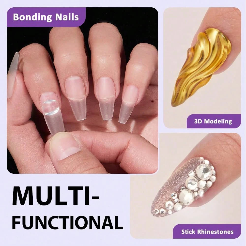 2pcs Nail Glue For Nail Tips, 10g Solid Gel Nail Glue For Press On Nails, Upgraded Version Nail Glue, Strong For Nails, Press On Nail Glue Needs To Be Cured, Easy To Use, 28 Days+ Long Lasting