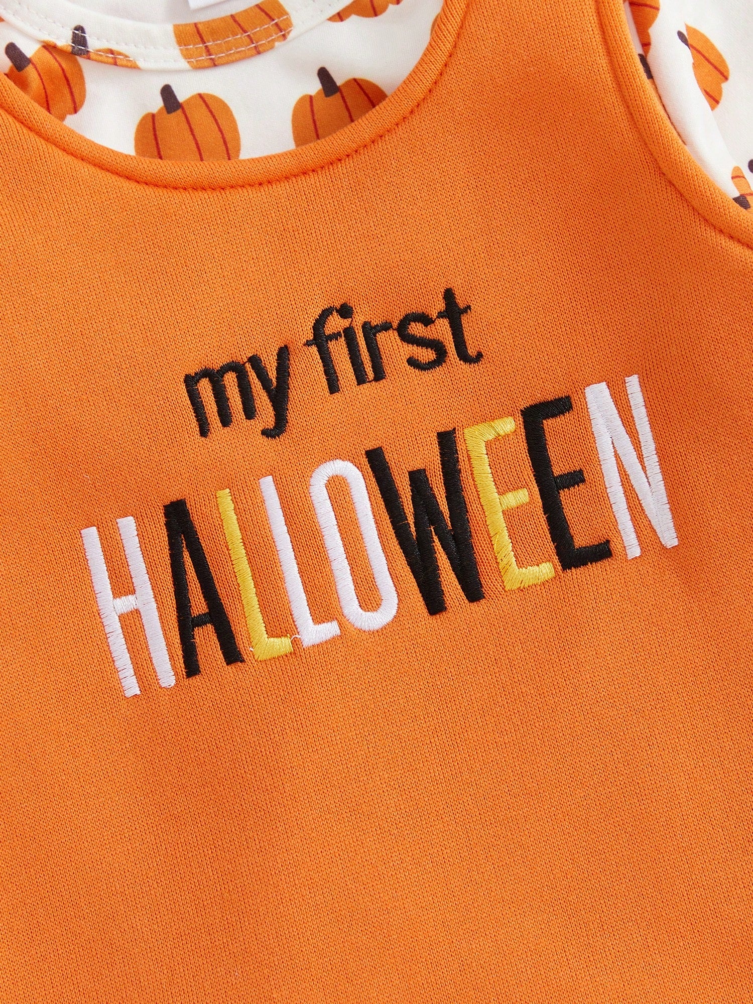 2Pcs Newborn Baby Boy Overalls Set Pumpkin Long Sleeve Romper Tops + Suspender Pants + Hat 3M 6M 9M 12M 18M Infant Fall Halloween Clothes