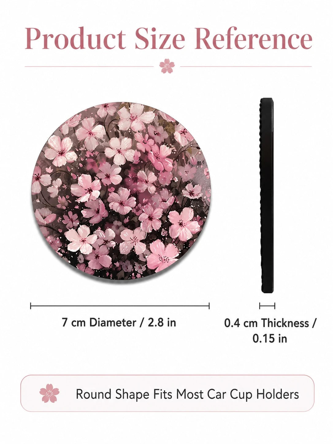 2pcs Peach Blossom Pattern Car Cup Holders, Decorate Vehicle, Protect Interior, Non-Slip Design, Suitable For Most Car Models, Great Gift