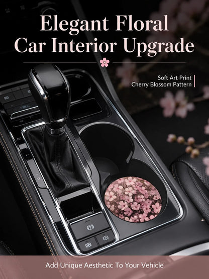 2pcs Peach Blossom Pattern Car Cup Holders, Decorate Vehicle, Protect Interior, Non-Slip Design, Suitable For Most Car Models, Great Gift