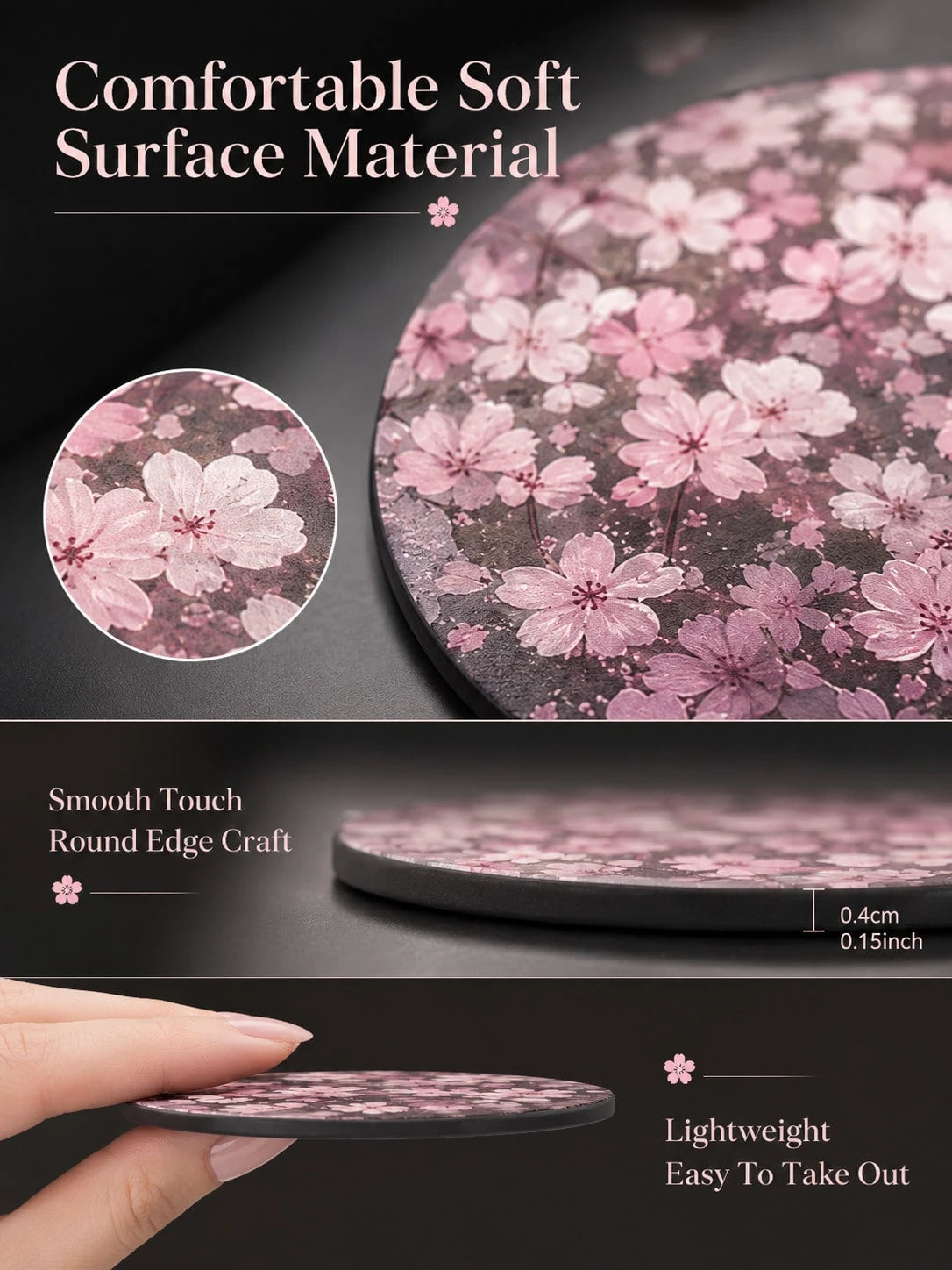 2pcs Peach Blossom Pattern Car Cup Holders, Decorate Vehicle, Protect Interior, Non-Slip Design, Suitable For Most Car Models, Great Gift
