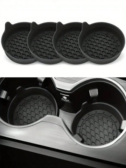 2pcs Premium Central Control Pad- Anti Slip, Dustproof, High-Quality Rubber, Red And Black Matching Design- Perfect For Protecting Your Car Interior