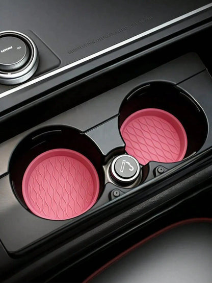 2pcs Premium Central Control Pad- Anti Slip, Dustproof, High-Quality Rubber, Red And Black Matching Design- Perfect For Protecting Your Car Interior