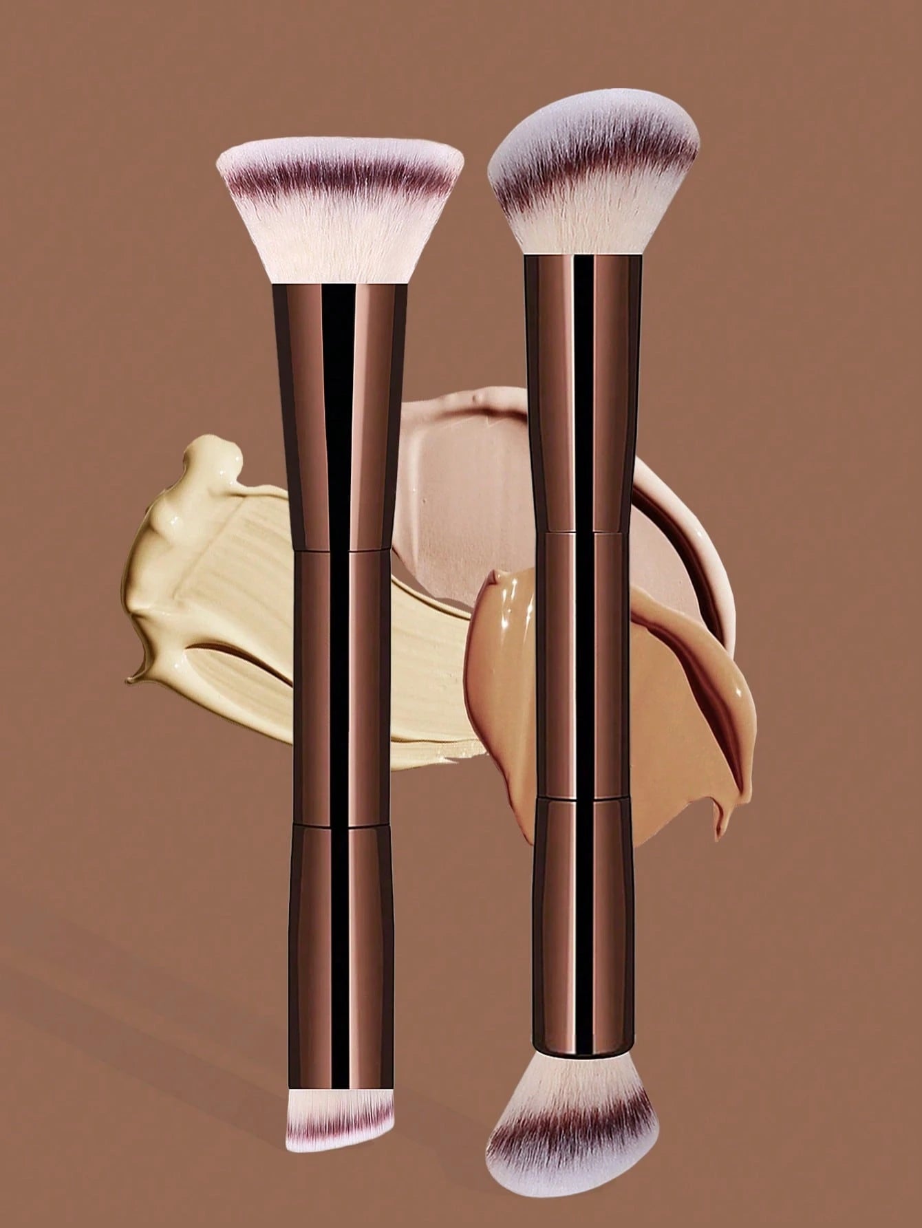 2pcs Professional Dual-Head Makeup Brushes, Powder Brush, Blush Brush, Cosmetic Tools, Soft Fibers, Easy To Carry, Travel Brush,Foundation Brush,Concealer Brush,Blush Brush,Contour Brush,Blush Brush,B