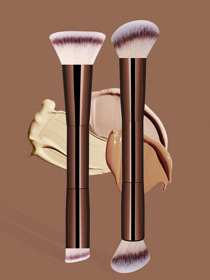 2pcs Professional Dual-Head Makeup Brushes, Powder Brush, Blush Brush, Cosmetic Tools, Soft Fibers, Easy To Carry, Travel Brush,Foundation Brush,Concealer Brush,Blush Brush,Contour Brush,Blush Brush,B