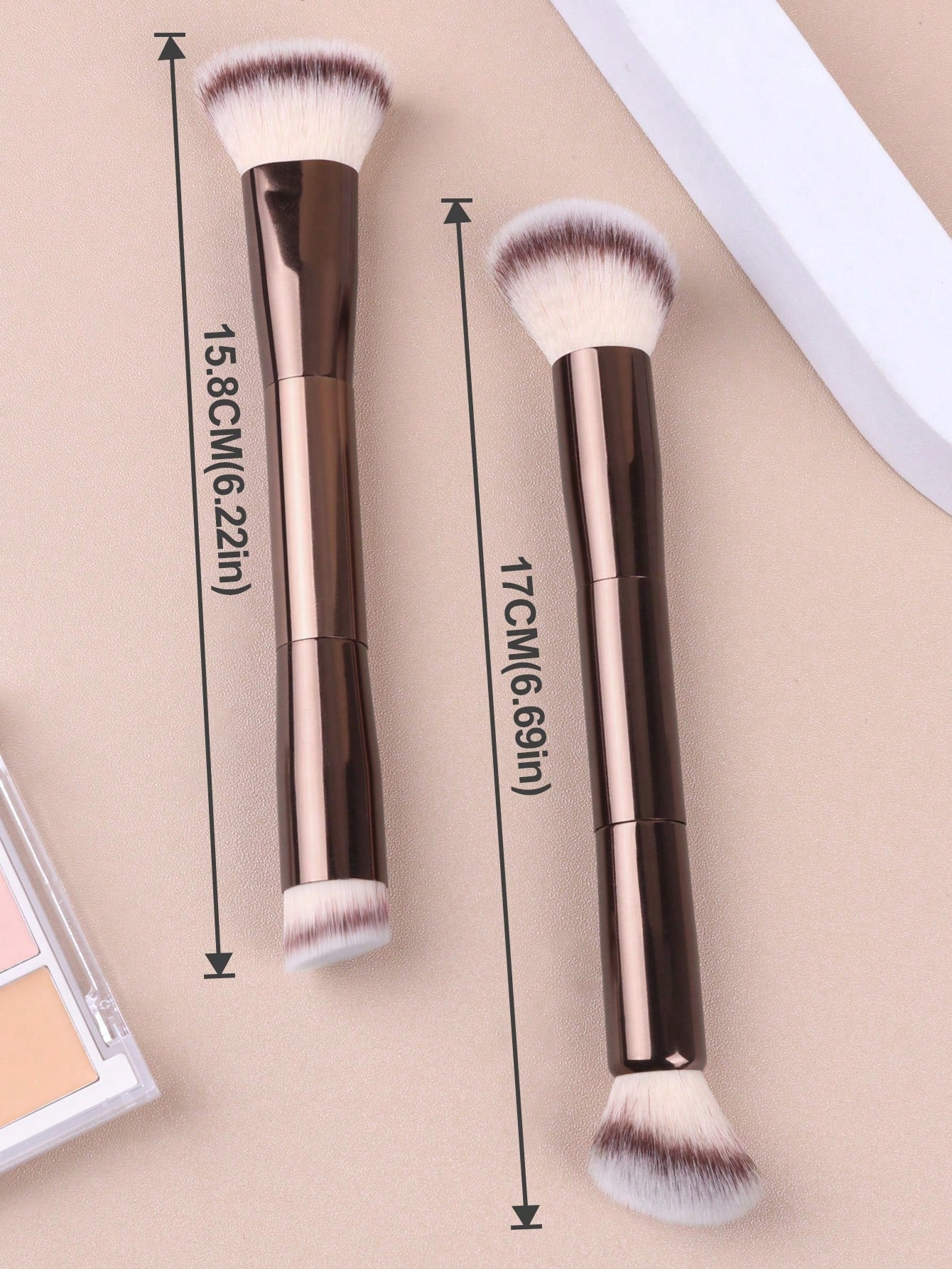 2pcs Professional Dual-Head Makeup Brushes, Powder Brush, Blush Brush, Cosmetic Tools, Soft Fibers, Easy To Carry, Travel Brush,Foundation Brush,Concealer Brush,Blush Brush,Contour Brush,Blush Brush,B