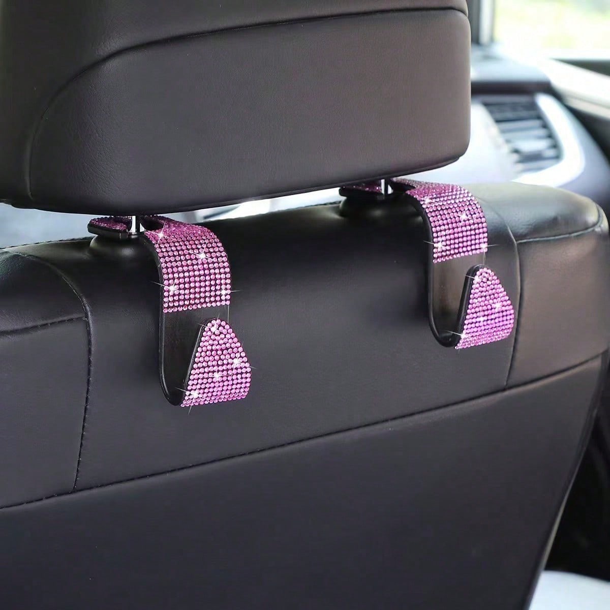 2pcs Rhinestone Car Seat Back Hooks, Creative Invisible Hooks For Hanging Accessories